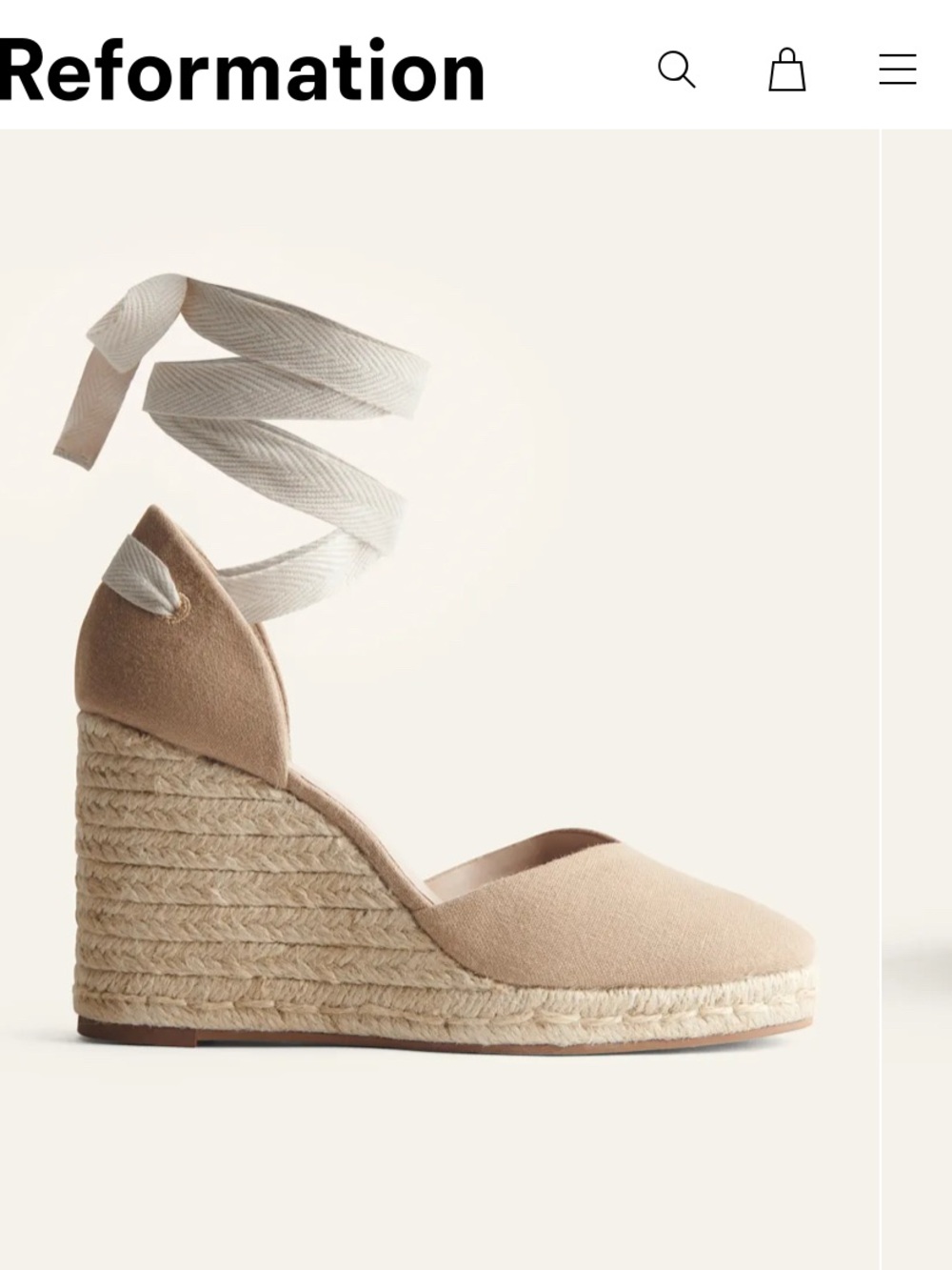 Reformation Camilia Lace Up Espadrille Wedge